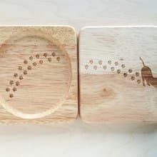 肉球足跡 角型コースター 猫ちゃんシルエット付　Gift wrapping Christmas Gift