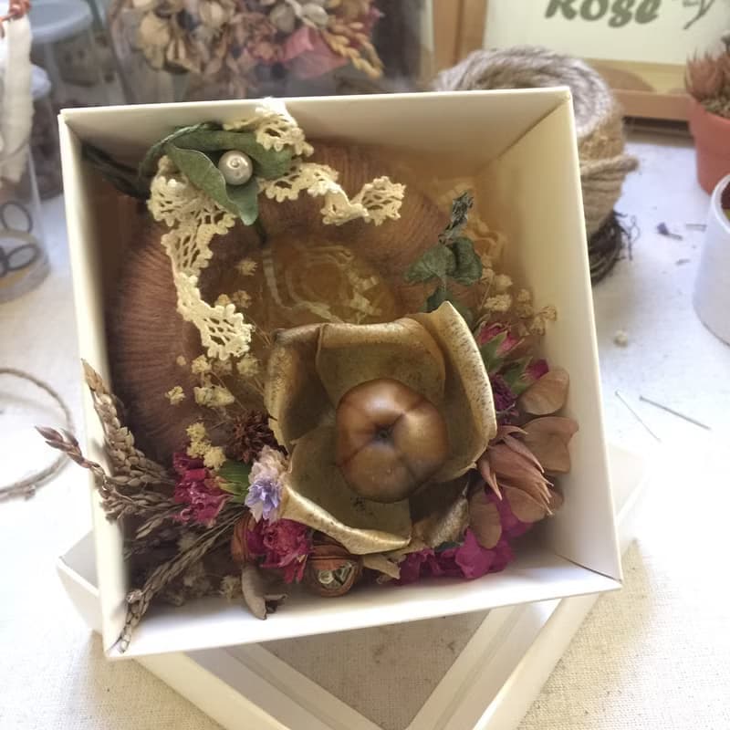 聖誕花圈 木玫瑰 乾燥花 - 小暖冬