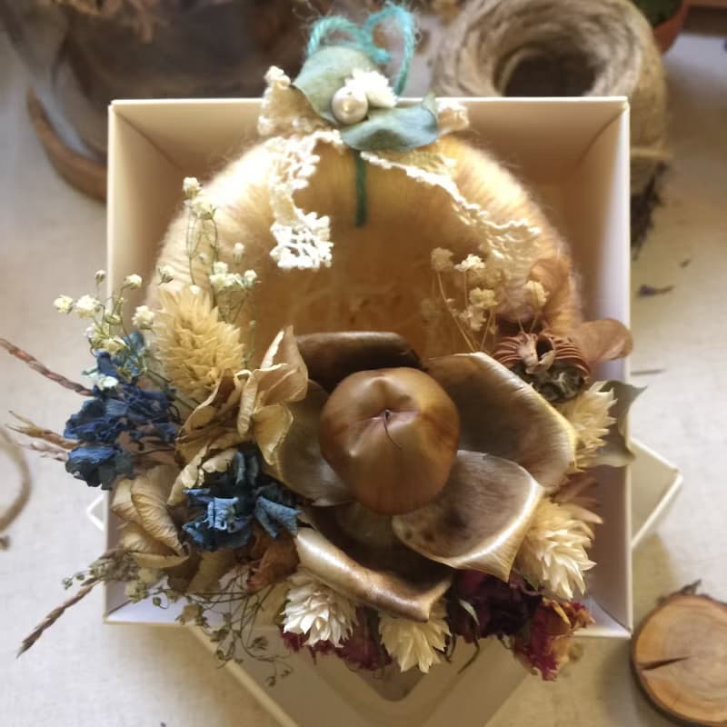 聖誕花圈 木玫瑰 乾燥花 - 小暖冬
