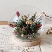聖誕交換禮物 麋鹿永生花罩盅