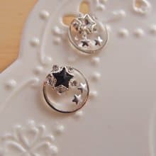 閃亮小貼耳。 星星寶石 - 不痛U型耳夾 不鏽鋼耳針 矽膠耳針