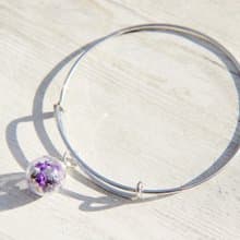 / 森林女孩 / 英式簡約紫色玻璃球銀色手環 / 手鐲 - 紫色薰衣草森林