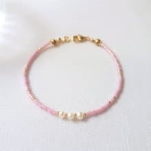 春暖花開 ‧ 珍珠 光澤 櫻花粉 串珠 細手環