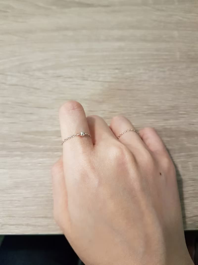 單顆 銀珠 細鍊 鍊戒