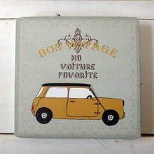 杯墊-實木-汽車-黃