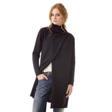 100% merino wool black open front women hooded open wrap cardigan sweater jacket