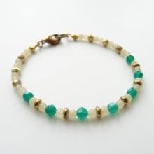 綠瑪瑙 黃玉 黃銅派對手鍊 B 款