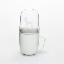 dipper 1++麋鹿雙杯組-馬克杯+玻璃杯子(白色款/灰蓋)