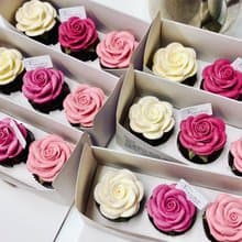 【聖誕禮物】立體玫瑰花造型迷你杯子蛋糕3入裝/3天內發貨