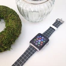 Apple Watch Series 1 - 5 綠色格子真皮手錶帶 38 40 42 44 mm