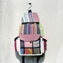 情人節禮物 手感針織棉麻拼接後背包 / 旅行背包 / 登山後背包 - 民族風繽紛天空