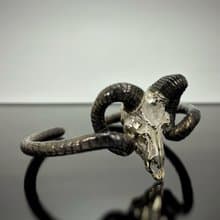 Ram Goat Skull Bangle Bracelet in White Bronze, Available in 4 Colourways.