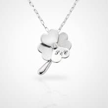 手工925純銀x天然鑽石【立體幸運草項鍊】生日.情人節.祝福升職禮