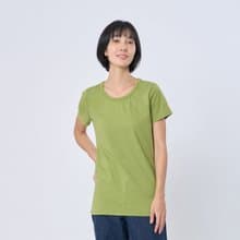 純色素面蜜桃棉短袖女Tee 芥末綠