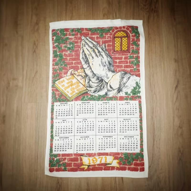 1971 美國早期年代布面月曆 Bless this house