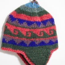 情人節 手工針織羊毛帽 / 手工內刷毛針織帽 / 飛行毛帽 / 針織毛帽 / 毛線帽 - 東歐風幾何圖案 ( 手工限量一件 )