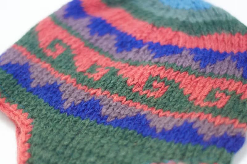 情人節 手工針織羊毛帽 / 手工內刷毛針織帽 / 飛行毛帽 / 針織毛帽 / 毛線帽 - 東歐風幾何圖案 ( 手工限量一件 )