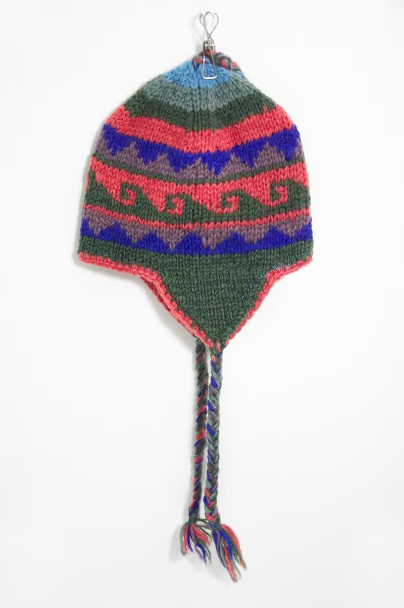 情人節 手工針織羊毛帽 / 手工內刷毛針織帽 / 飛行毛帽 / 針織毛帽 / 毛線帽 - 東歐風幾何圖案 ( 手工限量一件 )