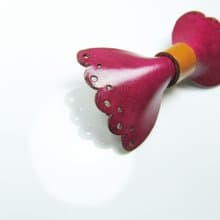 手工造型皮革蕾絲 蝴蝶結 髮夾 瀏海夾 領結 - 桃粉紅色