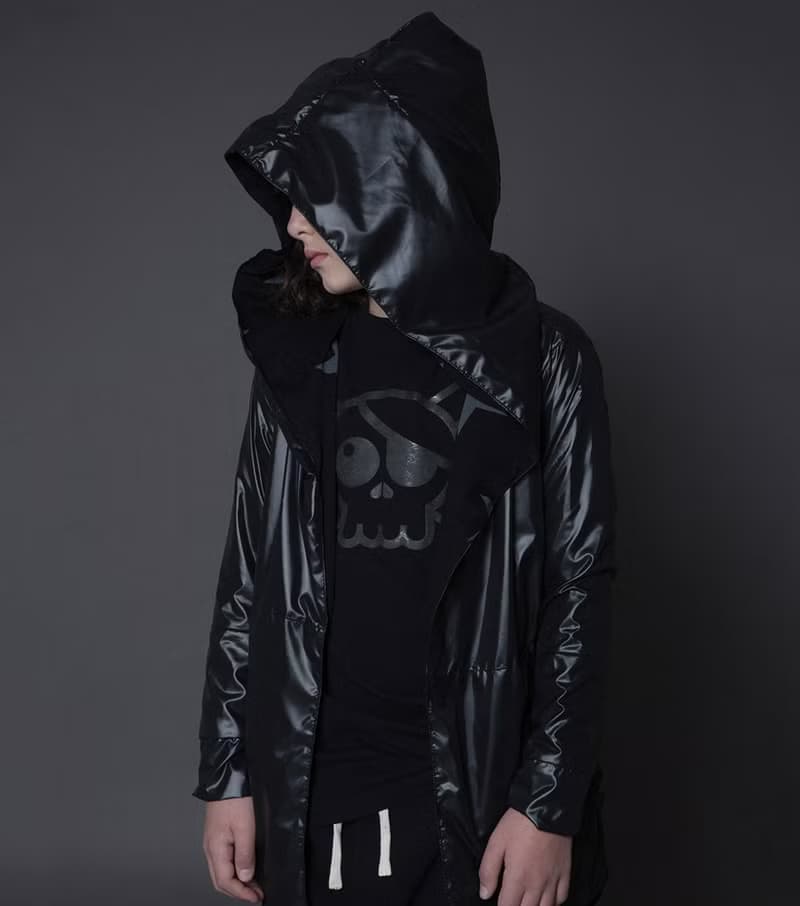 2015秋冬潮牌NUNUNU 黑色防風連帽造型外套/DARK V CAPE