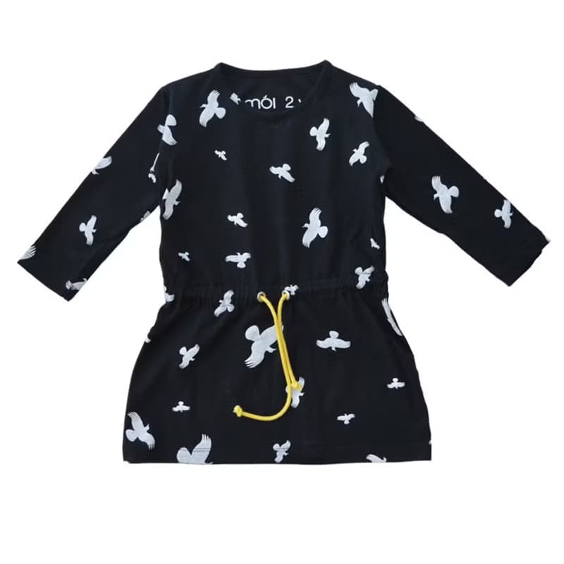 Moi Kids 冰島有機棉童裝女孩洋裝5歲至8歲 黑