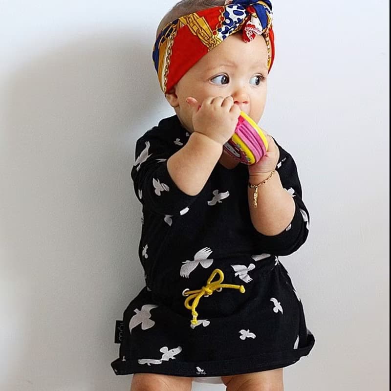 Moi Kids 冰島有機棉童裝女孩洋裝5歲至8歲 黑