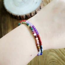 天然半寶石-幸運石系列--七彩雙圈手鍊