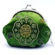 綠色吉祥圖案絲錦緞口金包 零 錢包(CS-15)