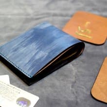 前衛刷白牛仔藍短夾  輕便款式