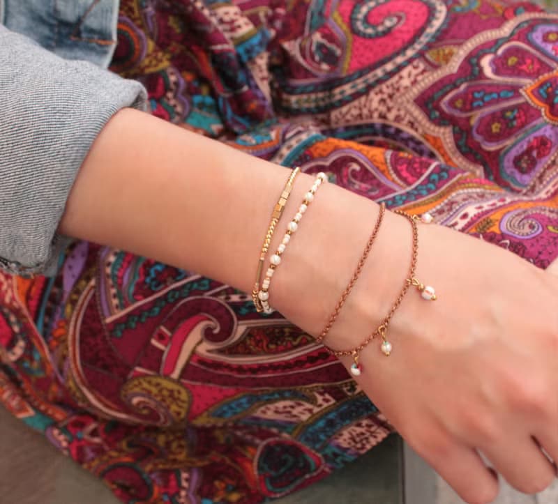 *hippie* Jaipur│齋浦爾 淺金色率性簡約極細質感黃銅串珠手鍊