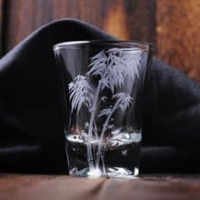 60cc【中國風鄭板橋墨竹】竹 厚底烈酒杯 純酒杯 玻璃雕刻墨竹系列 長輩祝壽設計工藝品