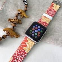 Apple / Samsung Watch 橙紅色碎花圖案手錶帶適合任何型號 -25
