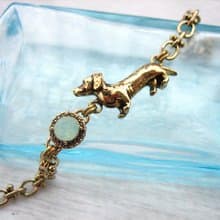 半立體可愛臘腸狗鑲鑽手鍊