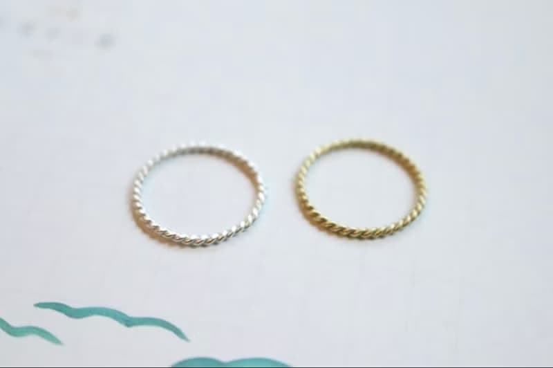 戒指 純銀 黃銅 - 麻花捲 -