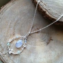 Aquamarine & Chalcedony 925 long silver necklace 海藍寶和超美質素藍玉髓  925銀長項鍊