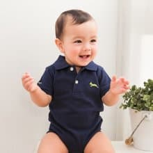 純棉網眼Polo包屁衣 深藍經典款