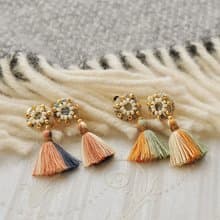 花結流蘇耳夾耳環/ Rosette tassel clip-on-earring