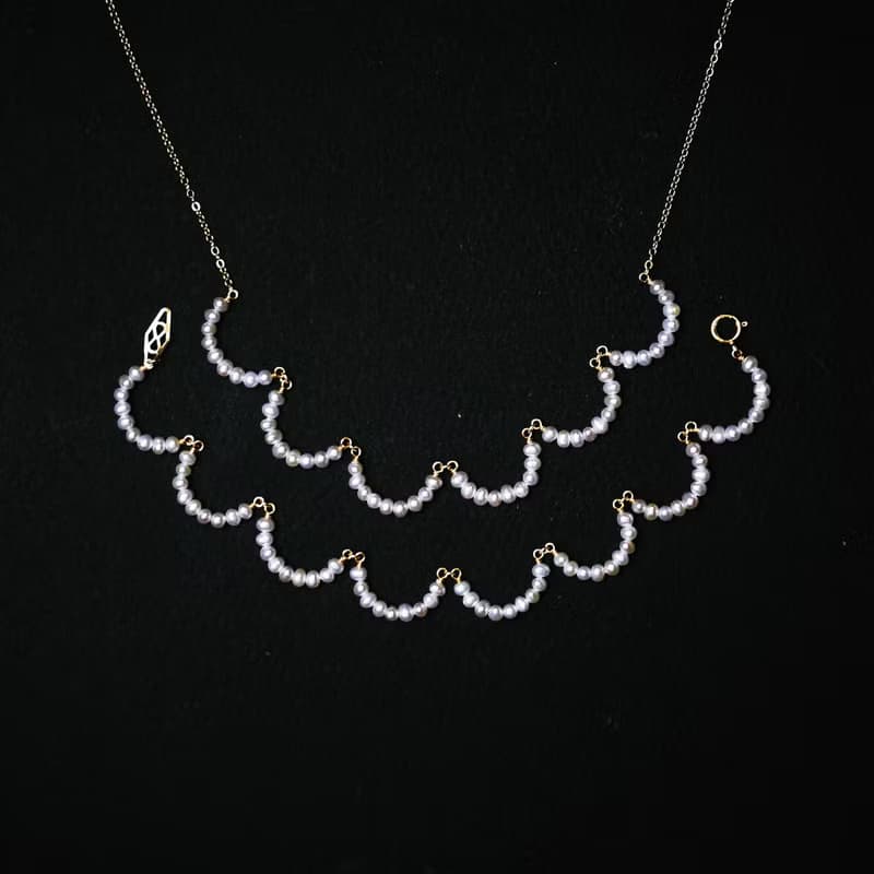 雲朵彎彎 輕珠寶淡水珍珠手鏈水晶