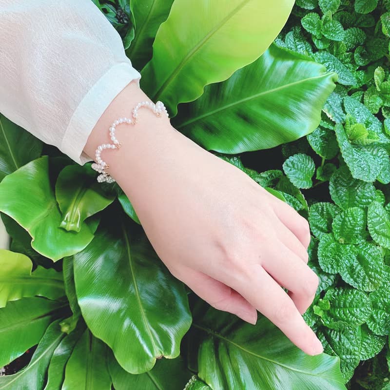 雲朵彎彎 輕珠寶淡水珍珠手鏈水晶