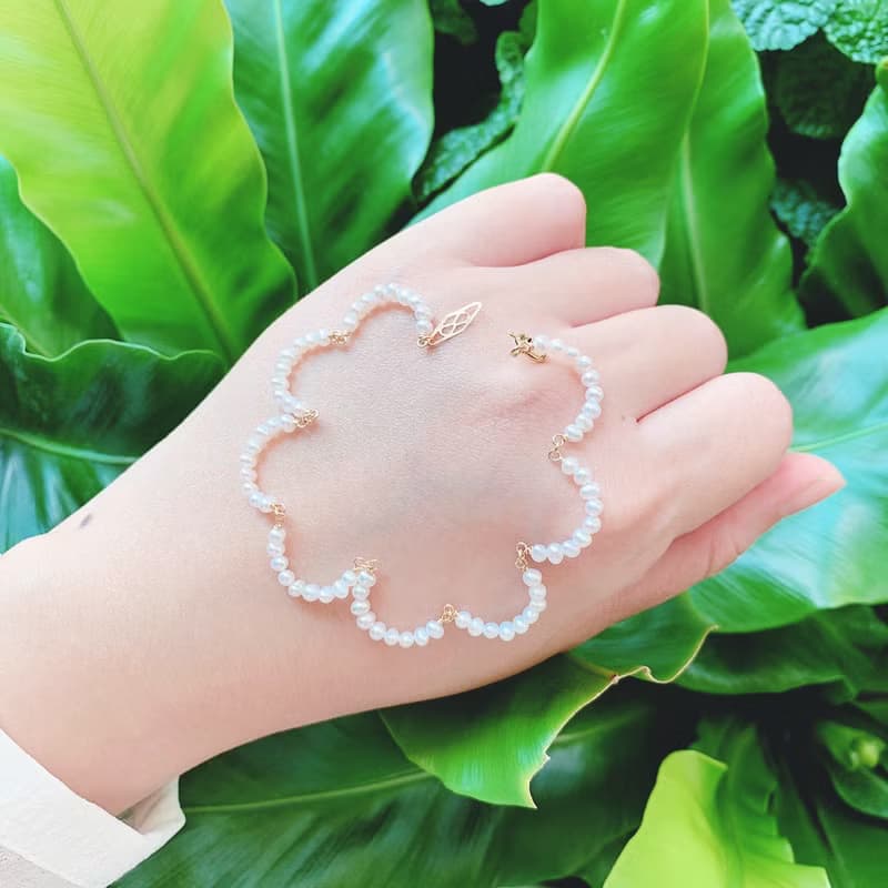 雲朵彎彎 輕珠寶淡水珍珠手鏈水晶