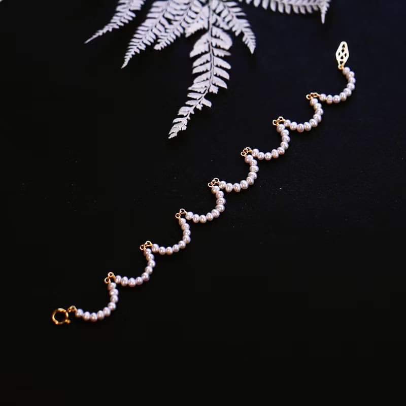 雲朵彎彎 輕珠寶淡水珍珠手鏈水晶