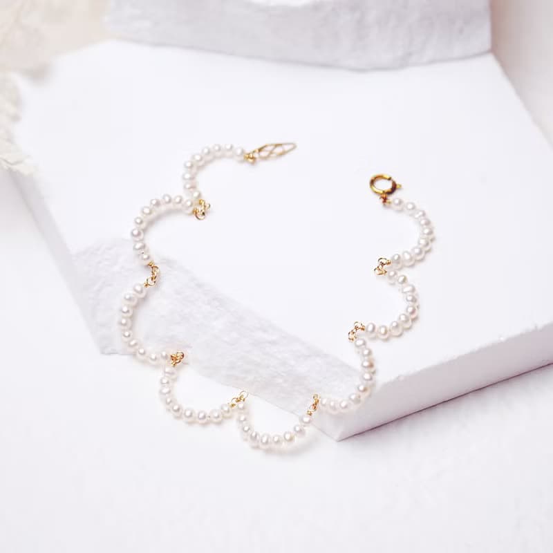 雲朵彎彎 輕珠寶淡水珍珠手鏈水晶