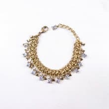 圓氐  典雅女伶  裙擺搖搖 編織方型鋯石手鍊