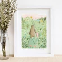 "熊仔豬仔系列"－never look back 印制插畫 (print)