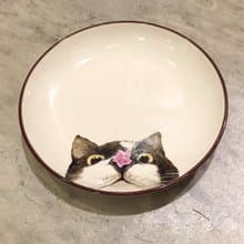 壁掛裝飾盤 / 點心盤系列－鼻子沾了花的貓