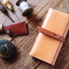 手縫皮革簡約長銀包 長夾 皮夾 零錢包