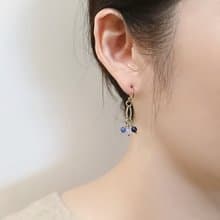 跳躍的海水藍 蘇打石 黃銅耳環 | 地中海之眼
