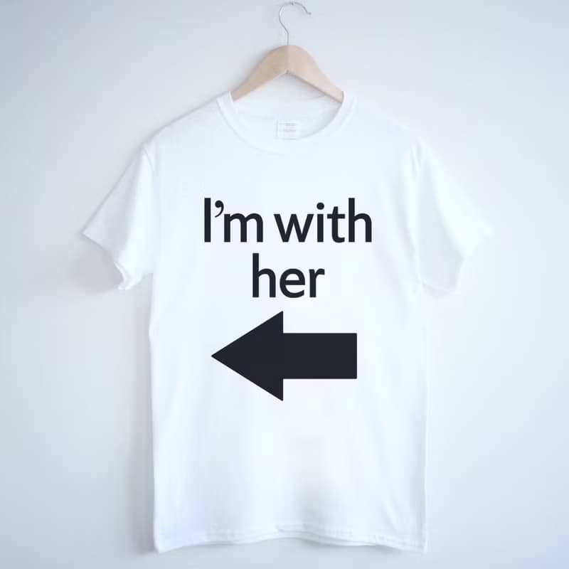 I'm with her短袖T恤-2色 我跟她在一起 情人七夕禮情侶文字