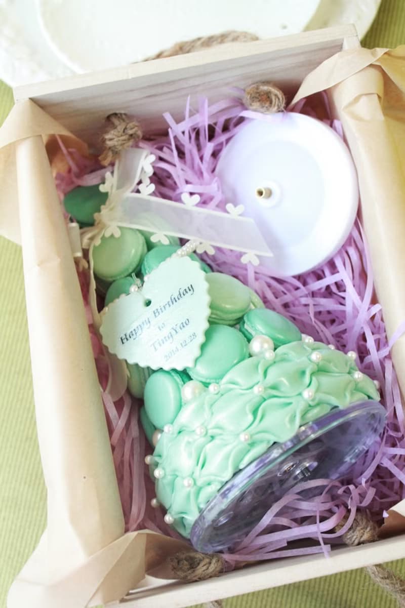 珍貴的祝福~珍珠馬卡龍塔音樂盒+名片座