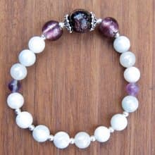 熠璨琉玉鍊－香檳紫(手作.禮物.飾品.琉璃.緬甸玉.螢石.925銀)